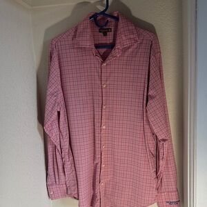 Peter Millar Pink Checkered Button Down Shirt